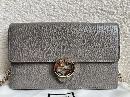 Gucci Dollar Grey Interlocking Chain Wallet