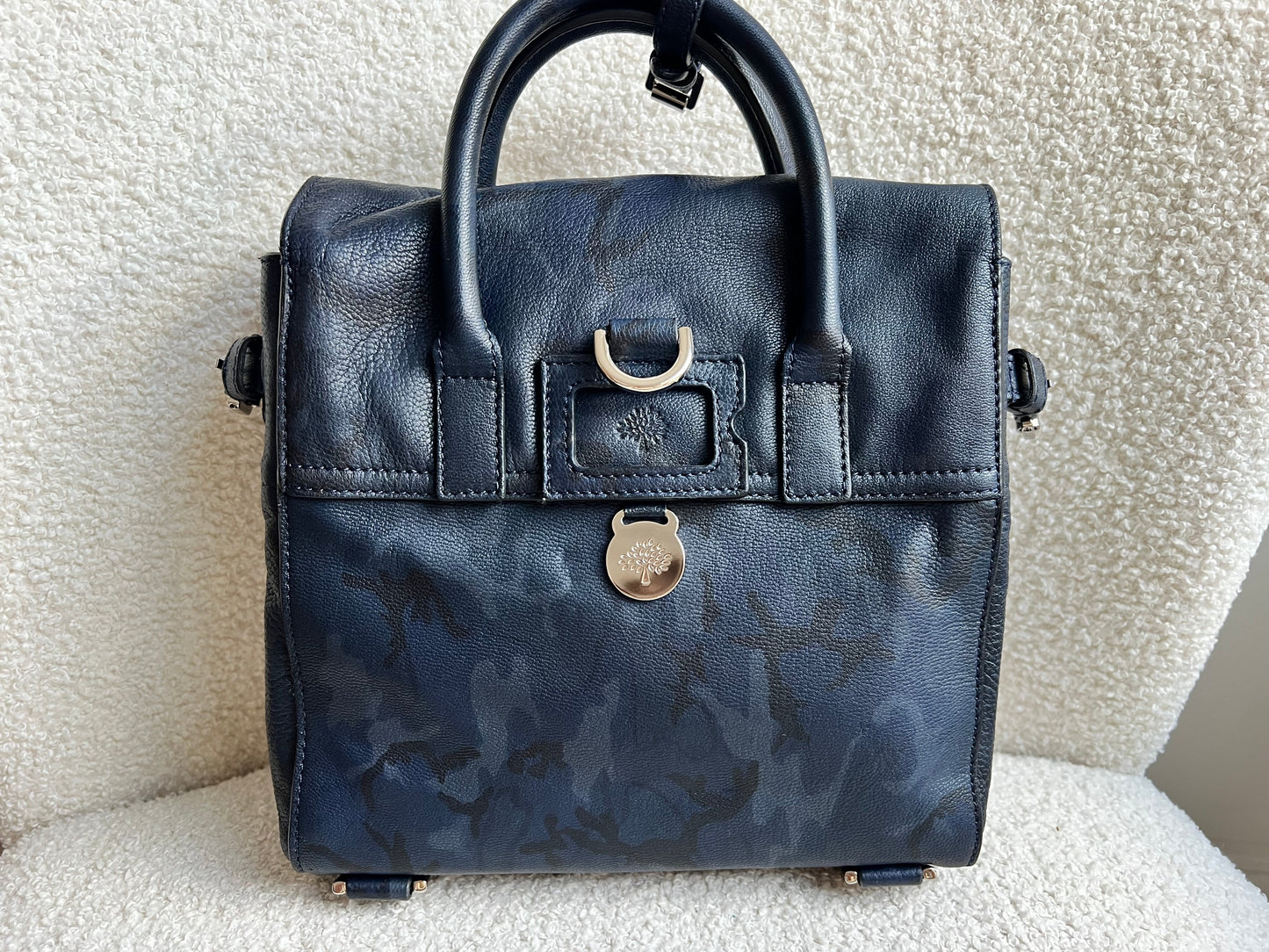 Mulberry Mini Cara Backpack in Midnight Blue Camo Printed Goat (RRP £995)