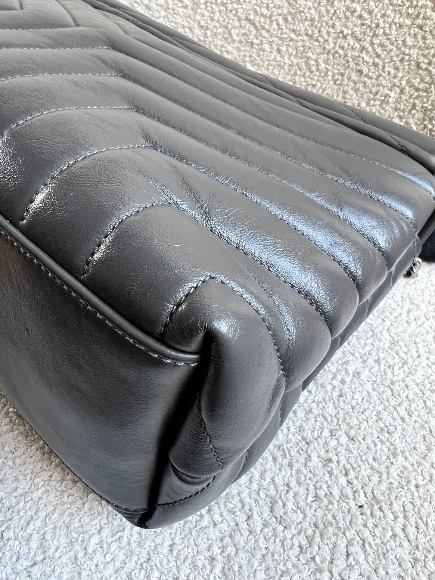 Yves Saint Laurent (YSL) Medium Grey Lou Lou Silver Hardware
