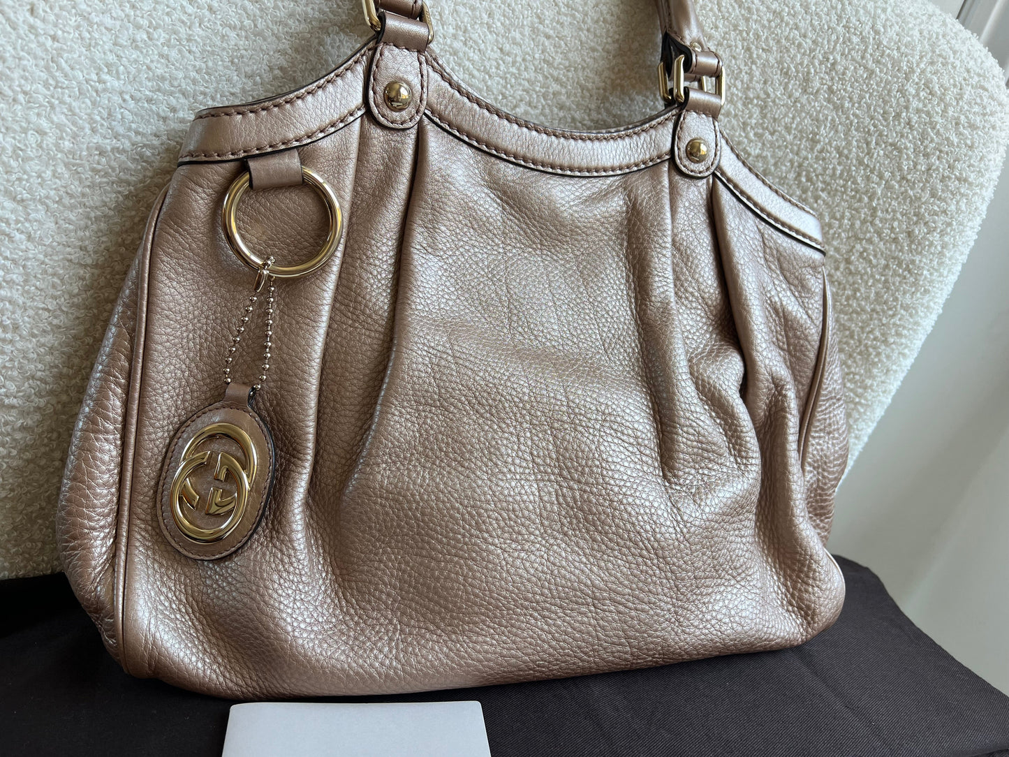 Gucci Winter Rose Leather Medium Sukey Tote Bag