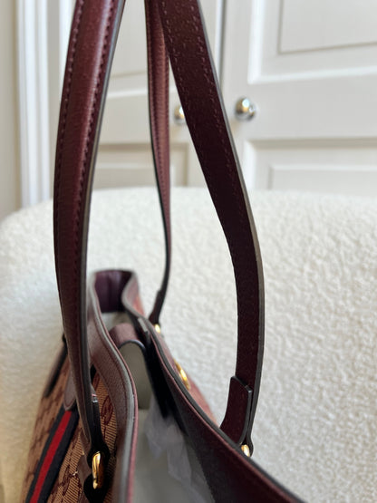 Gucci Burgundy Ophidia GG Supreme Medium Tote
