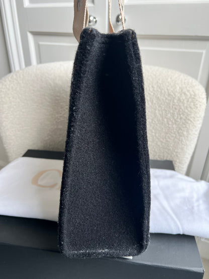 Chloe Medium Black Wool Woody Tote Bag