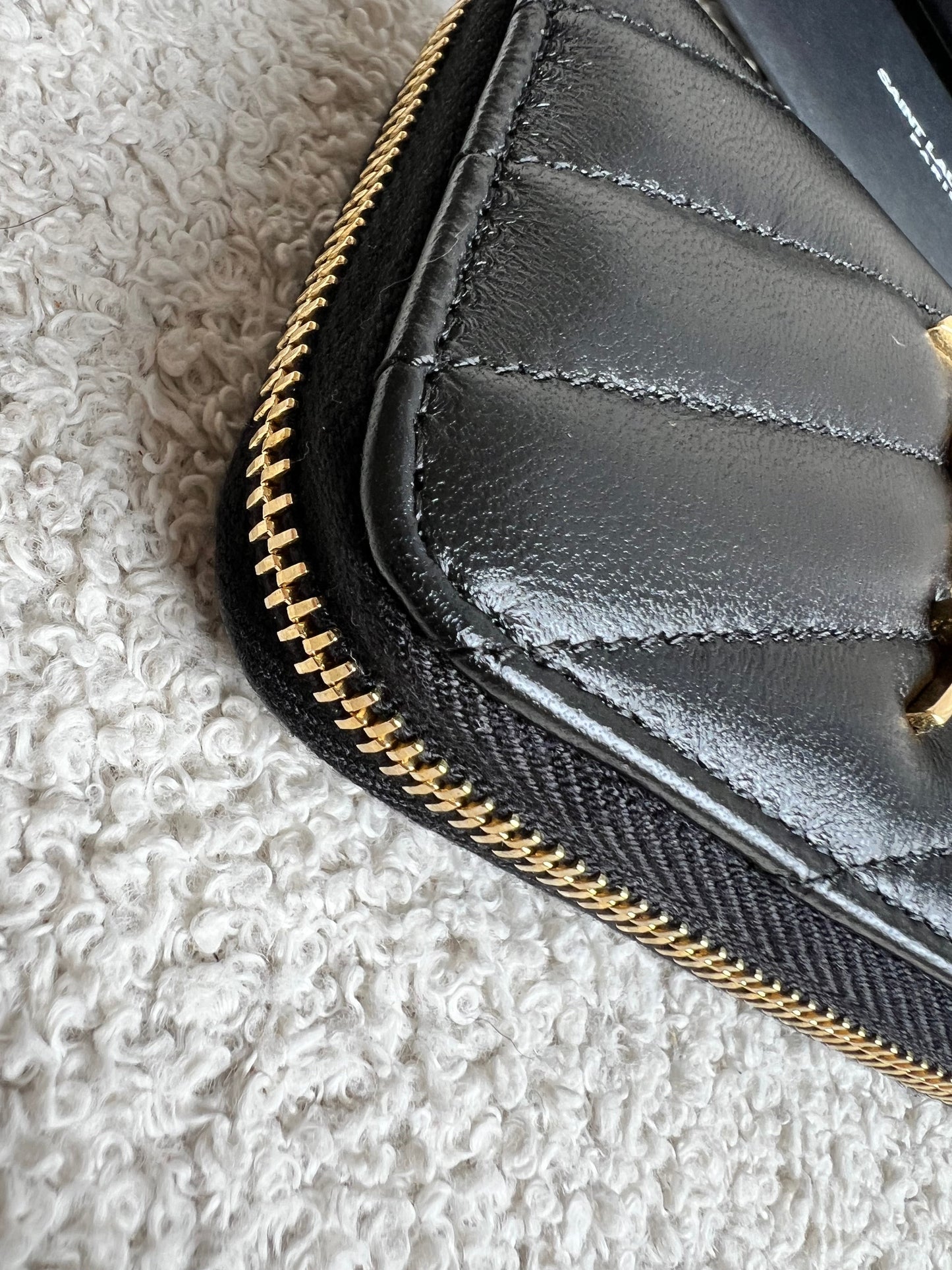Yves Saint Laurent Black Lambskin Cassandre Small Zip Wallet (RRP £400)