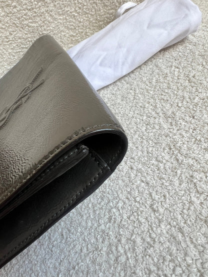 Yves Saint Laurent (YSL) Grey Patent Belle de Jour Clutch