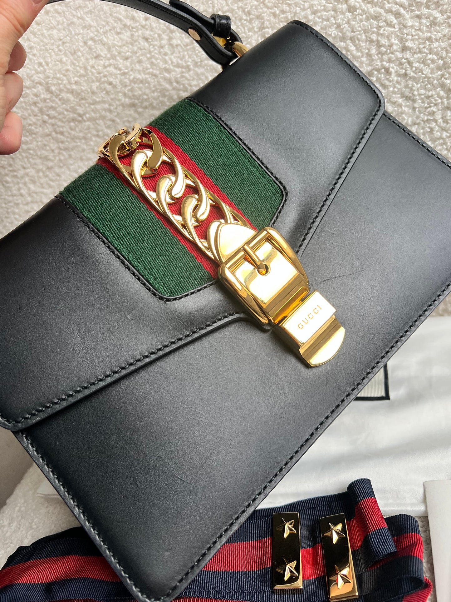 Gucci Navy Blue Sylvie Small Bag (RRP £1,920)