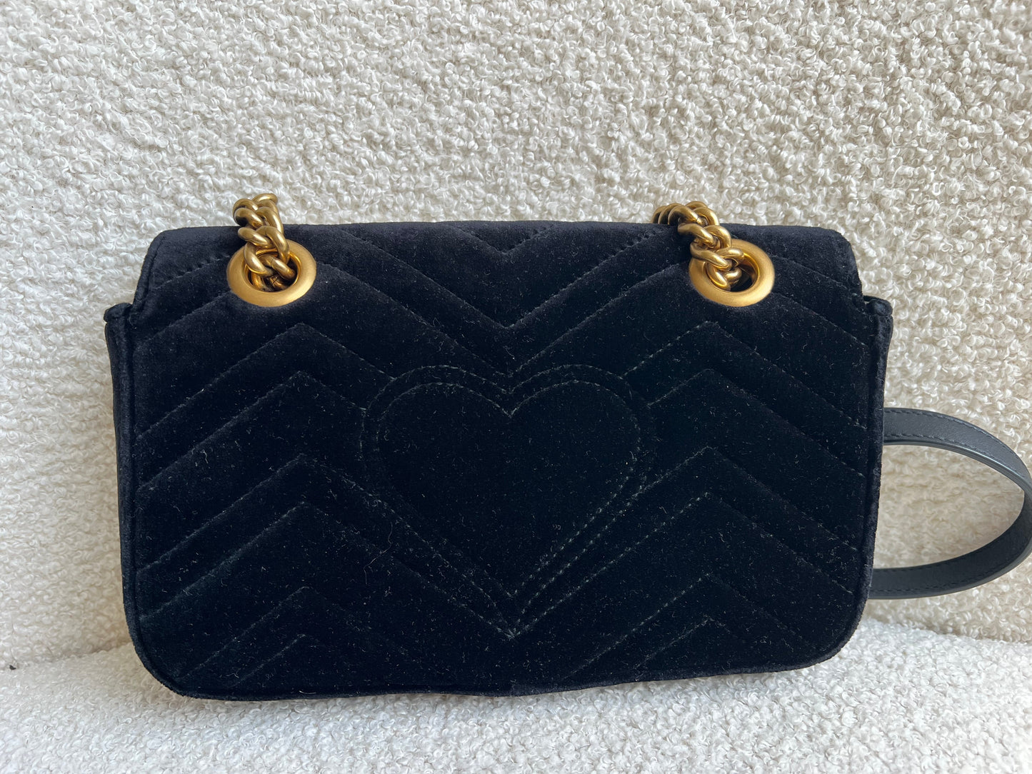 Gucci GG Black Velvet Marmont Mini Shoulder Bag (RRP £1395)