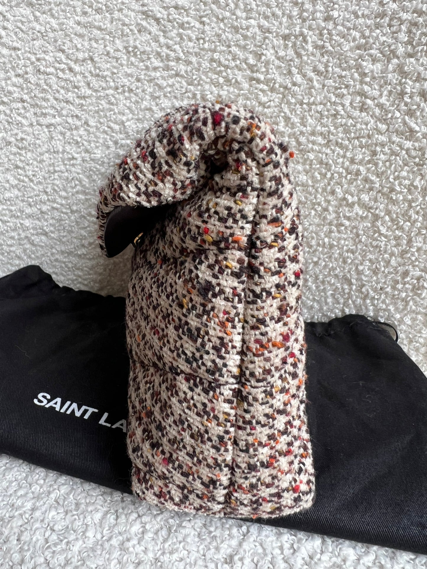 Yves Saint Laurent (YSL) Puffer Clutch Pouch in Tweed (RRP £710)
