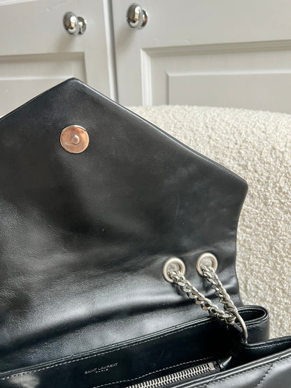 Yves Saint Laurent (YSL) Medium Black Lou Lou Silver Hardware