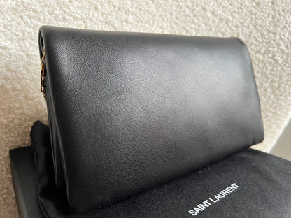 Yves Saint Laurent (YSL) Black Puffy Lambskin Wallet on Chain with Gold Hardware (RRP £960)