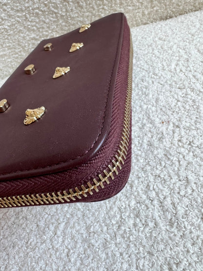 Mulberry Cara 'Lion & Heart Rivets' Zip Around Continental Purse in Oxblood Silky Calf