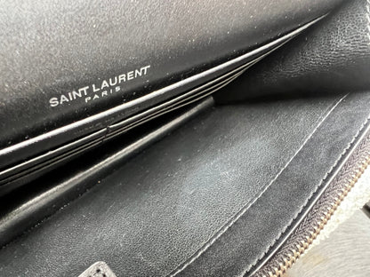 Yves Saint Laurent (YSL) Black Kate Tassel Chain Wallet Silver Hardware (RRP £1,440)