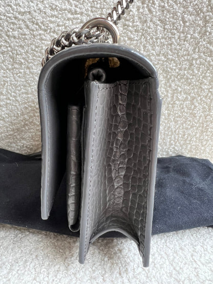 Yves Saint Laurent (YSL) Grey Croc Mini Sunset with Silver Hardware (RRP £1,545)