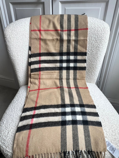 Burberry Classic Check Archive Beige Cashmere Scarf (RRP £435)