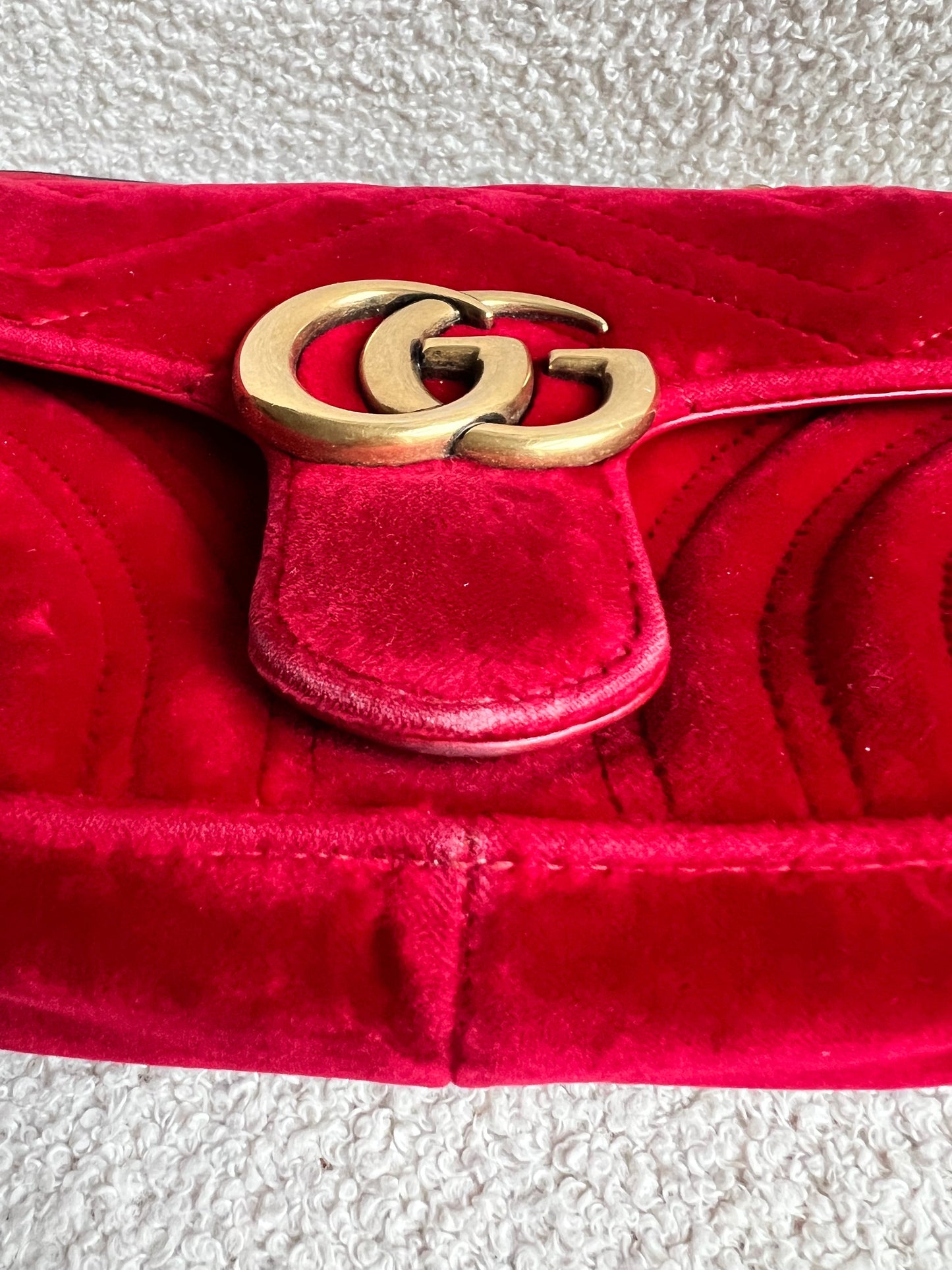Gucci GG Mini Red Velvet Marmont Mini Shoulder Bag (RRP £1295)