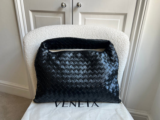 Bottega Veneta Black Small Hop Intraciatto (RRP £3370)