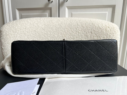 Chanel Jumbo Double Flap in Black Caviar with silver hardware