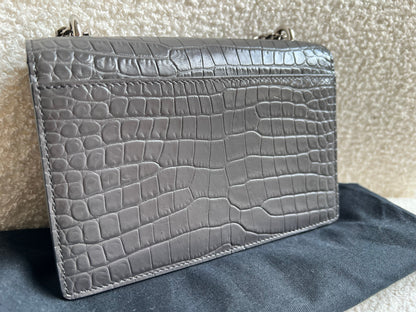 Yves Saint Laurent (YSL) Grey Croc Mini Sunset with Silver Hardware (RRP £1,545)