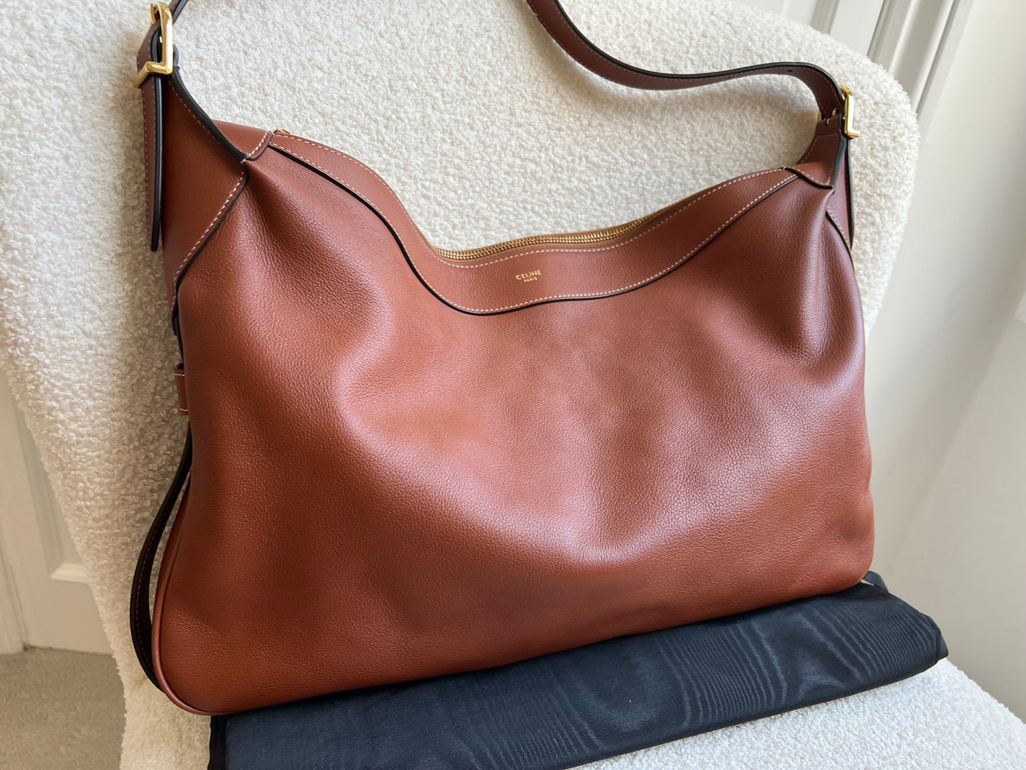 Celine Large Romy Bag in Tan Calfskin (RRP £2350)