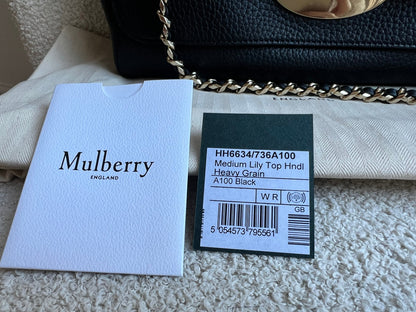 Mulberry Black Medium Top Handle Lily (RRP £1075)