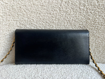 Prada Black Saffiano Wallet on Chain with Gold Hardware