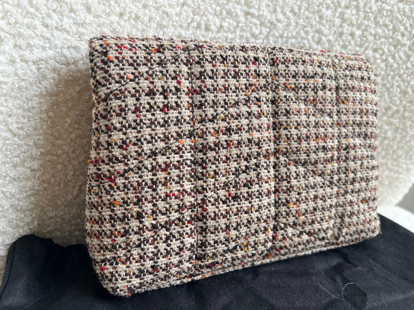 Yves Saint Laurent (YSL) Puffer Clutch Pouch in Tweed (RRP £710)
