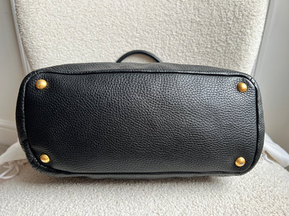 Prada Black Vitello Daino Side Pocket Tote