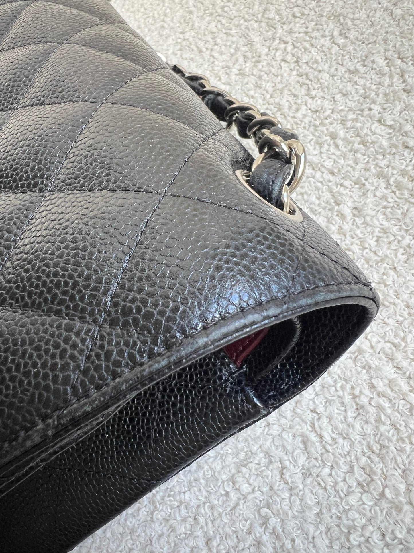 Chanel Jumbo Double Flap in Black Caviar with silver hardware