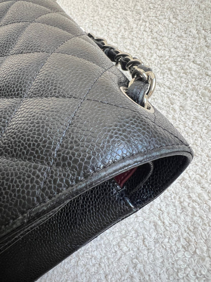 Chanel Jumbo Double Flap in Black Caviar with silver hardware