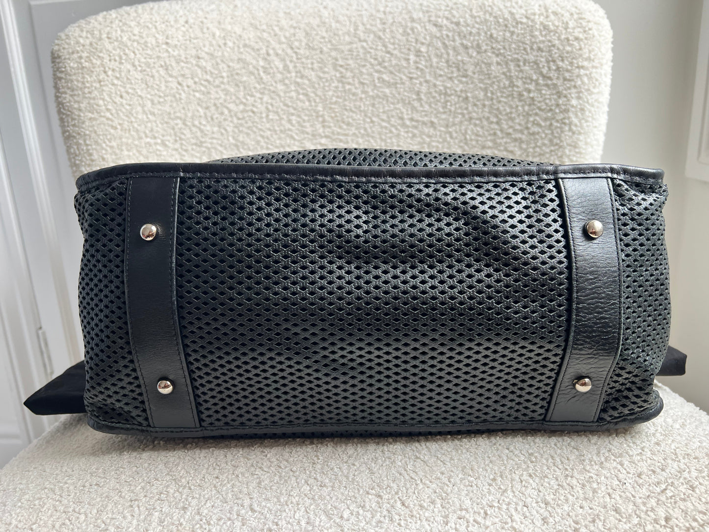 Chanel Black Perforated Up in the Air Tote Retro