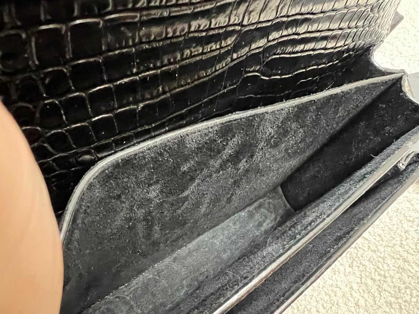Yves Saint Laurent (YSL) Black Croc Medium Sunset with Silver Hardware (RRP £2,200)