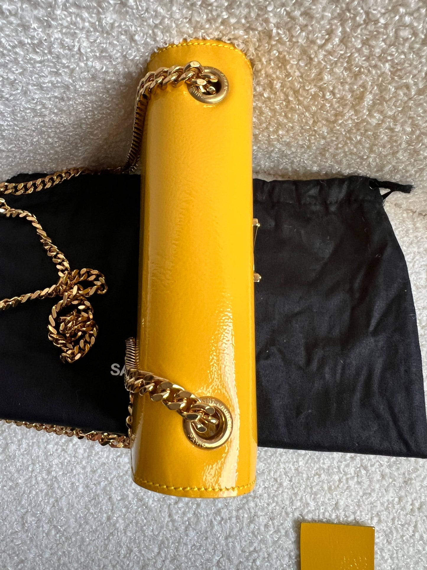 Yves Saint Laurent (YSL) Small Kate Yellow Patent with Gold Hardware (RRP £1,440)