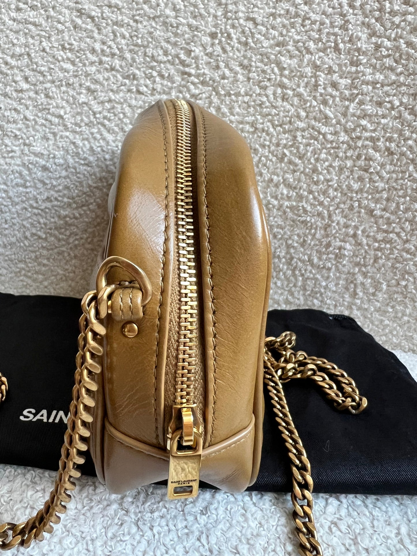 Yves Saint Laurent (YSL) Toffee Beige Mini Lou Camera Bag (RRP £1285)