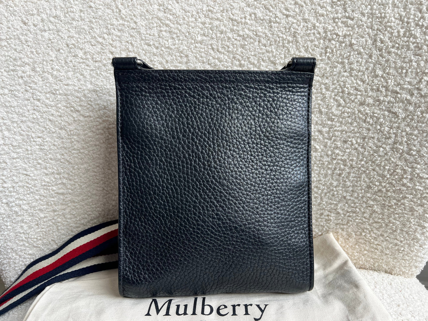 Mulberry Small Black Antony with striped strap