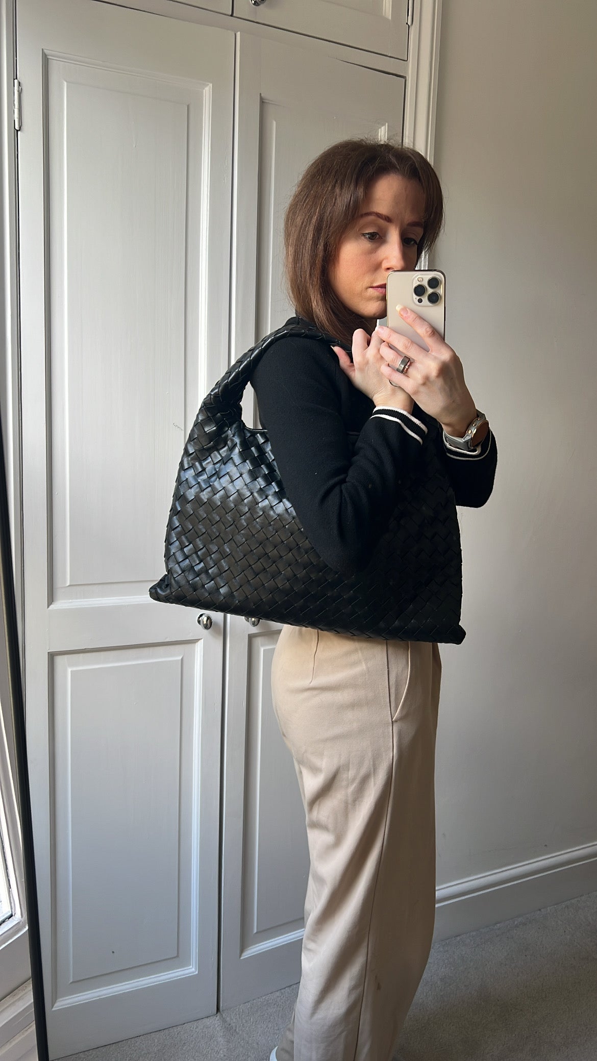 Bottega Veneta Black Small Hop Intraciatto (RRP £3370)