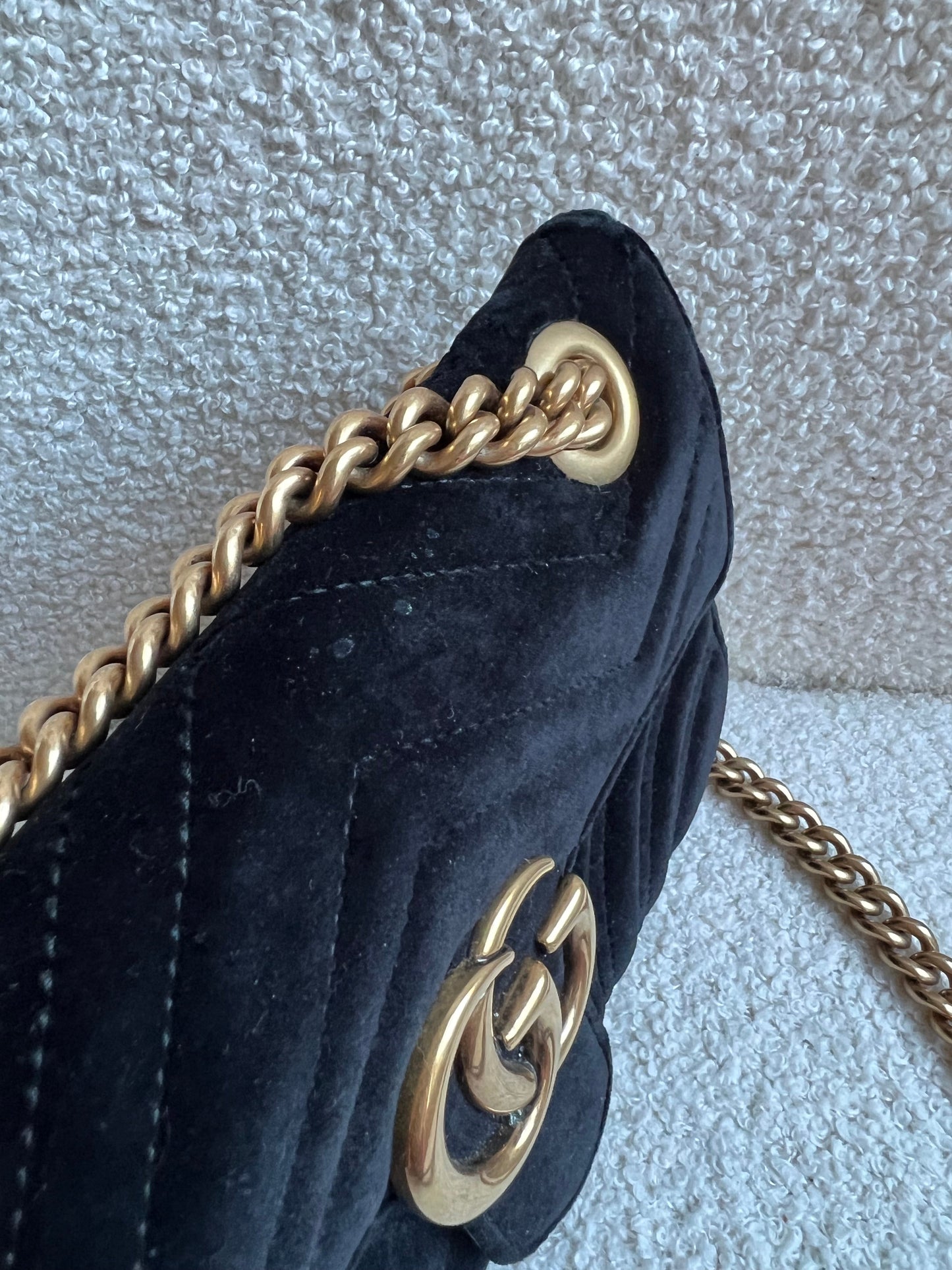 Gucci GG Black Velvet Marmont Mini Shoulder Bag (RRP £1395)