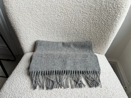 Mulberry Solid Grey Merino Wool Scarf (RRP £135)