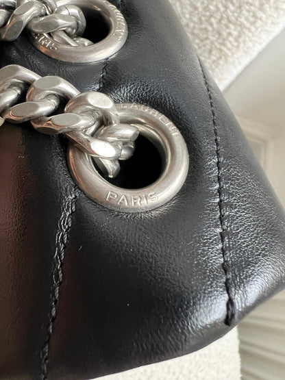 Yves Saint Laurent (YSL) Medium Black Lou Lou Silver Hardware