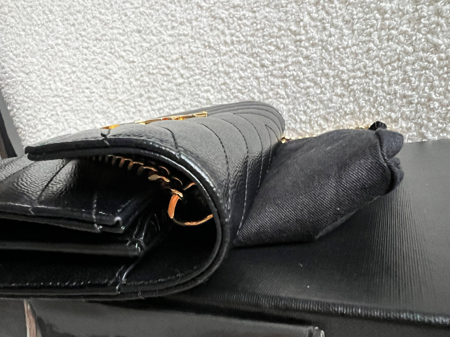 Yves Saint Laurent (YSL) Black Cassandre Envelope Chain Wallet (RRP £1,200)