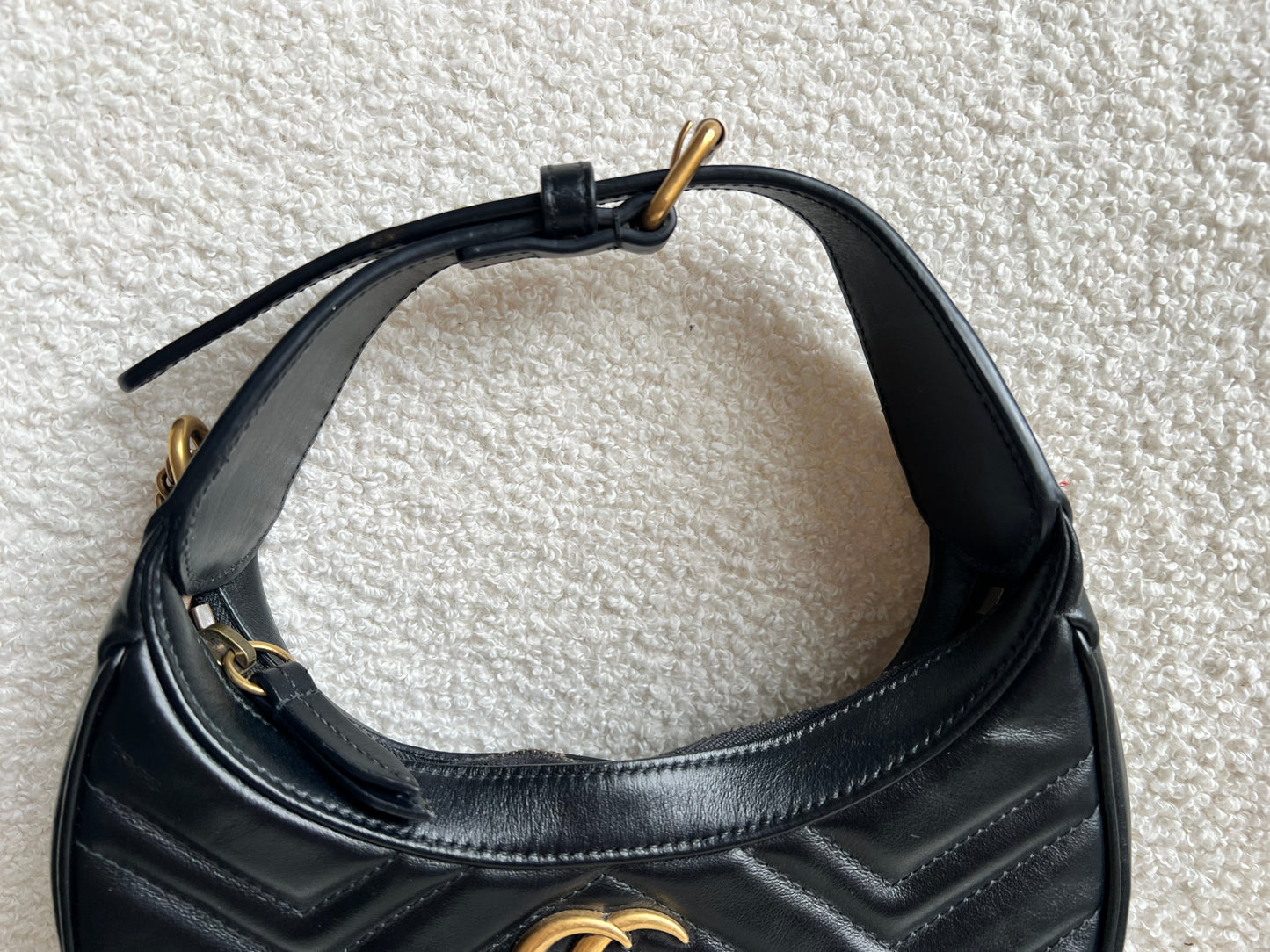 Gucci GG Black Mini Half Moon Marmont Shoulder Bag (RRP £1160)