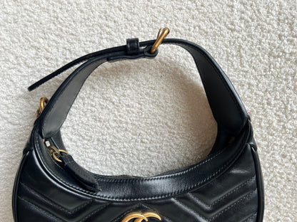 Gucci GG Black Mini Half Moon Marmont Shoulder Bag (RRP £1160)