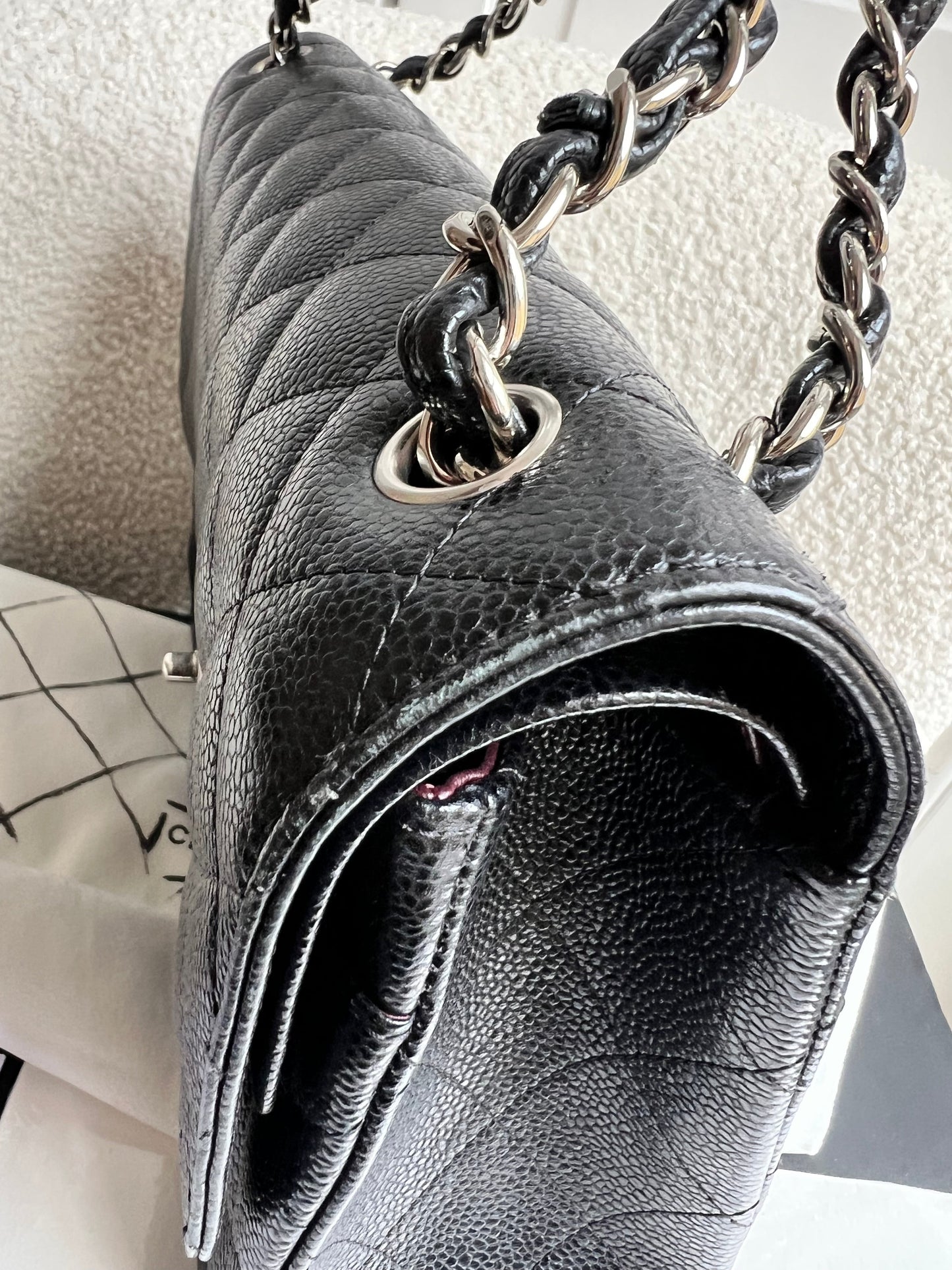 Chanel Jumbo Double Flap in Black Caviar with silver hardware