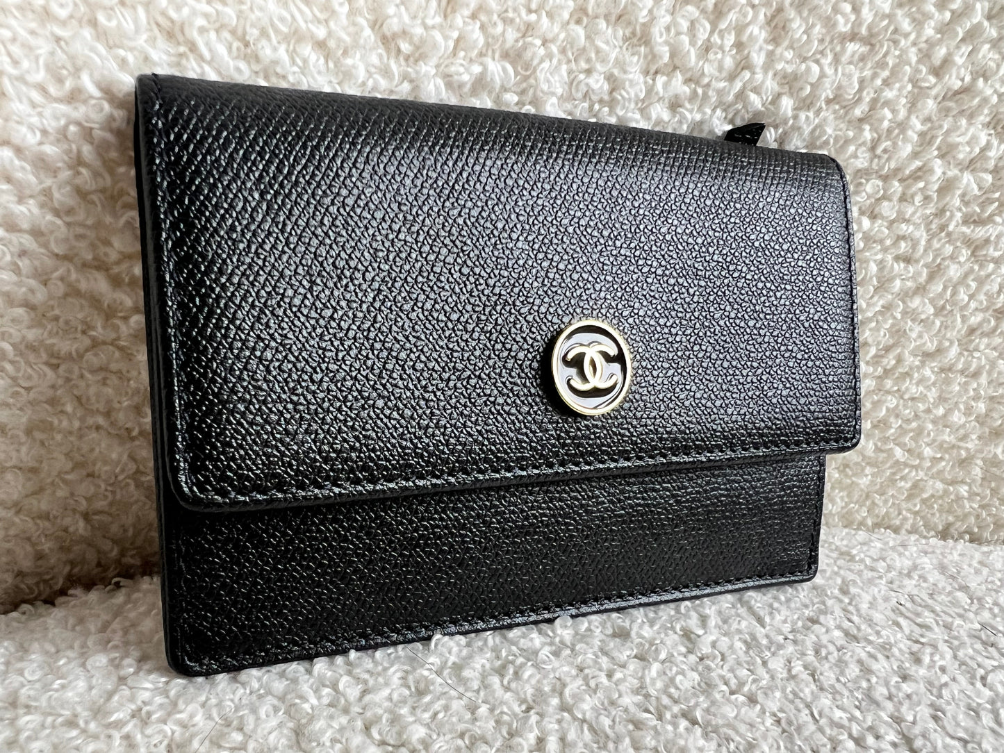 Chanel Black Coco Button Keyring Pouch