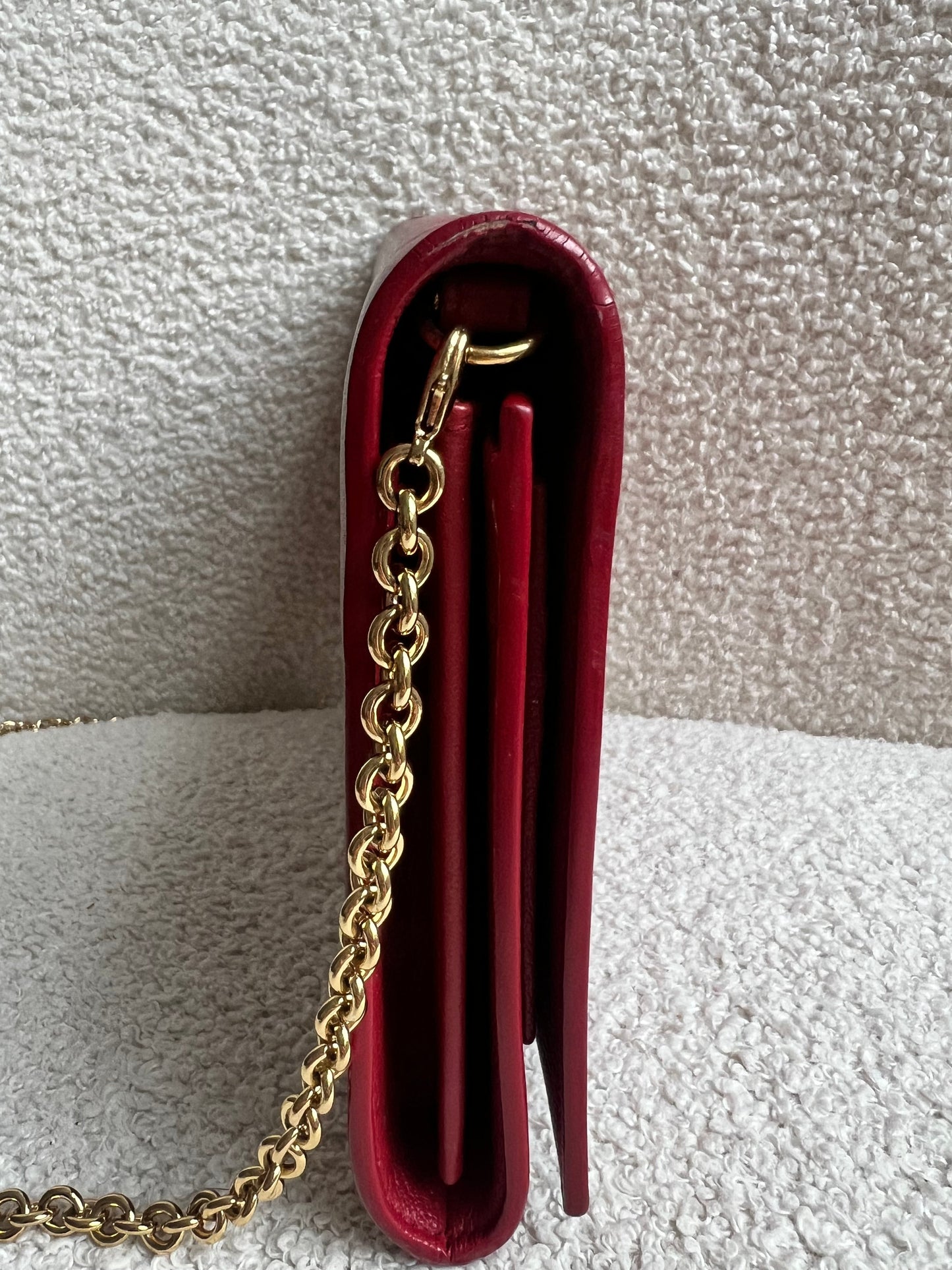 Yves Saint Laurent (YSL) Red Belle de Jour Chain Wallet Clutch