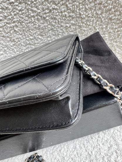 Chanel Wallet on Chain in Black Lambskin Silver Hardware (RRP £2,930)