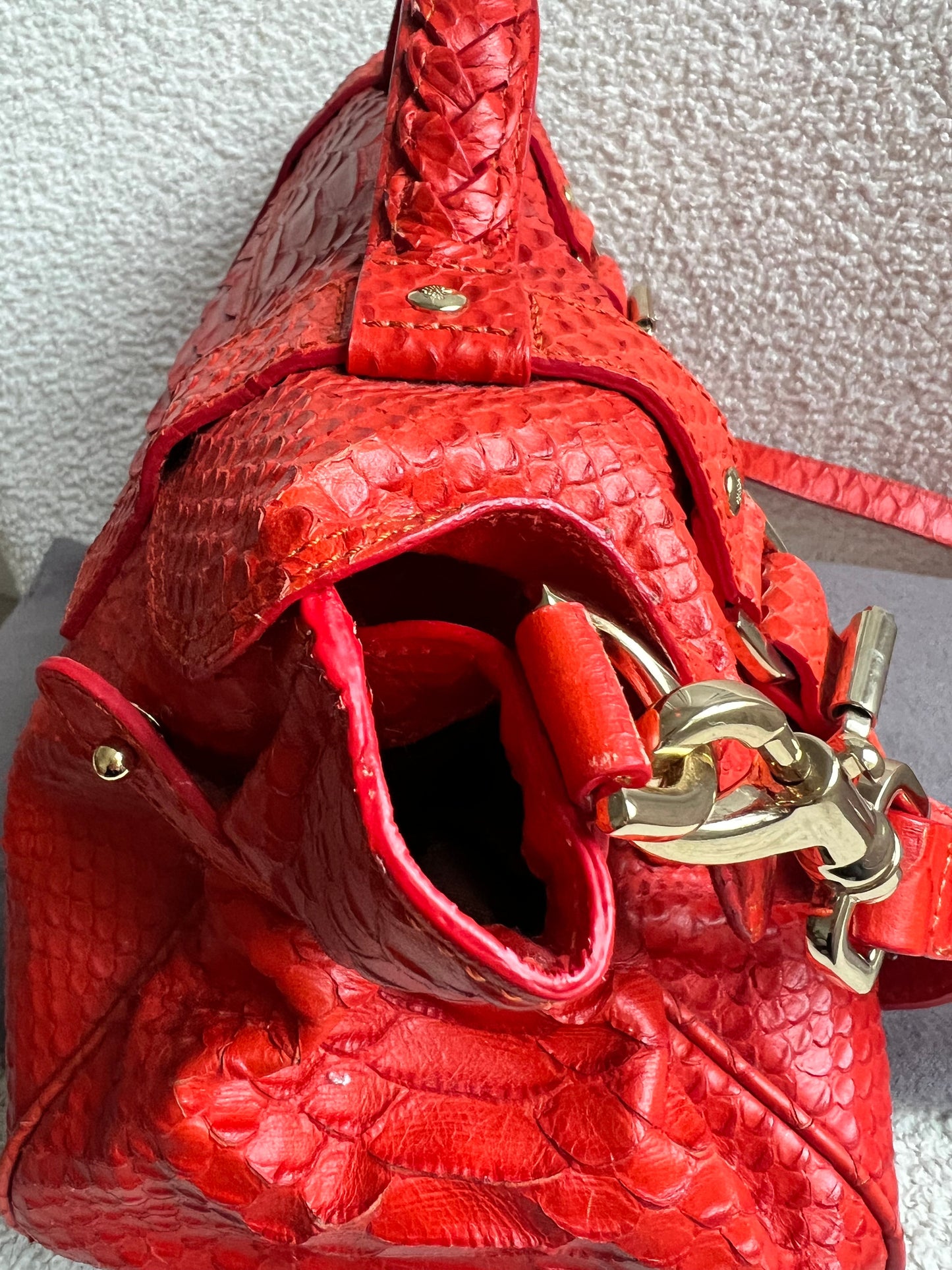 Mulberry Flame Red Silky Snake Print Regular Alexa (RRP £1100)