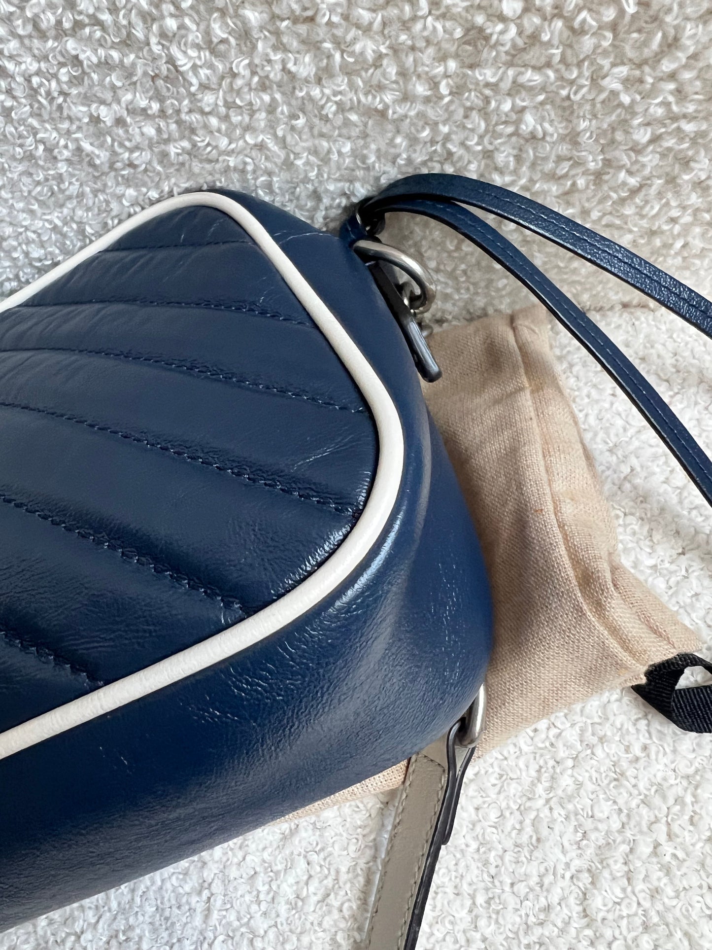 Gucci Torchon GG Navy Marmont Small Shoulder Bag