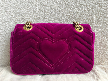 Gucci GG Mini Fuchsia Velvet Marmont Mini Shoulder Bag (RRP £1295)