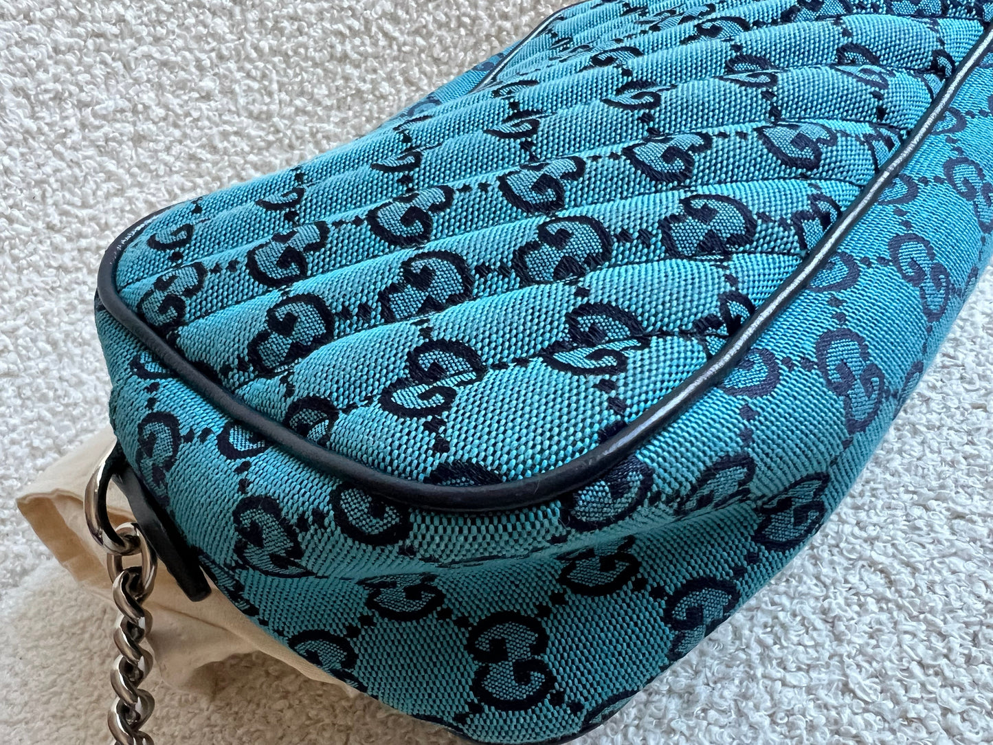 Gucci GG Marmont Blue Canvas Small Shoulder Bag (RRP £1050)