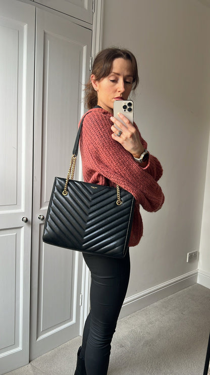 Yves Saint Laurent (YSL) Black Tribeca Shopper Tote