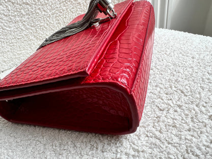 Yves Saint Laurent (YSL) Red Croc Small Kate with Silver Hardware (RRP £1,675)